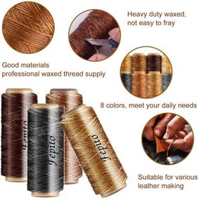 img 2 attached to 🧵 FEPITO 21pcs Leather Waxed Thread 8 Color 264 Yards 150D Leather Sewing Waxed Thread Cord with Leather Craft Hand Tools Kit: Perfect DIY Sewing Craft Solution