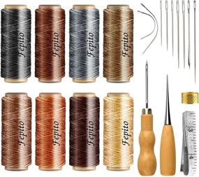 img 4 attached to 🧵 FEPITO 21pcs Leather Waxed Thread 8 Color 264 Yards 150D Leather Sewing Waxed Thread Cord with Leather Craft Hand Tools Kit: Perfect DIY Sewing Craft Solution