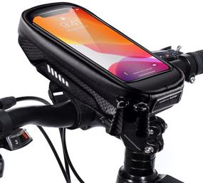 img 4 attached to 🚲 Waterproof Bike Phone Mount Bag with Touch Screen Holder - HUANLANG Bike Front Frame Top Tube Handlebar Bags for Phones Below 6.7 Inch - Shockproof Bike Pouch