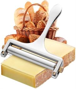 img 3 attached to Stainless Steel Cheese Slicer with Adjustable Thickness, Ideal for Soft & Semi-Hard Cheeses - Includes 4 Replacement Cutting Wires (Silver)