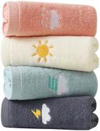 premium 4-piece hand towel set – soft 100% cotton, highly absorbent bath and face towels for bathroom and kitchen – 14x29 inch – available in pink, white, blue, and gray logo