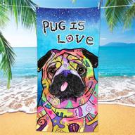 🌿 bonsai tree pug beach towel: cute dog-themed microfiber bath towel for pug lovers - sand free, quick dry, ideal for kids yoga & sports - 30" x 60 logo