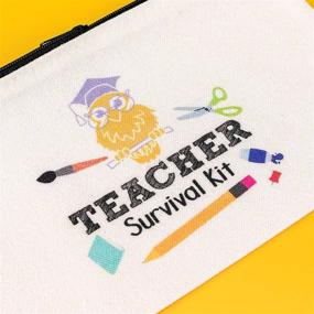 img 1 attached to PARBEE Teacher Gift Makeup Bag Set - 12PCS Canvas Cosmetic Pouches 🎁 with Zipper, Toiletry Bags & Pencil Cases - Ideal Appreciation Gifts for Teachers