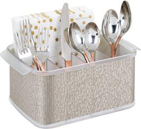 img 3 attached to 🍴 Organize and Store Silverware with the iDesign Twillo Plastic Caddy for Kitchen and Outdoor Use - Metallico and Clear Design (10" x 6.5" x 4.5")