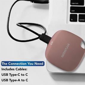 img 3 attached to 💿 Hyundai 256GB Ultra Portable Data Storage Fast External SSD Rose Gold - USB-C/USB-A Compatible for PC/MAC/Mobile - Dual Cable Included HTESD250RG