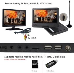 img 1 attached to 📺 Buyee Handheld Portable DVD Player 9.5 Inch with Swivel Screen - Analog TV/VCD/CD/MP3/MP4/USB/SD Card Slot - Game/FM Radio - Remote Controller & Game Controller (Black)