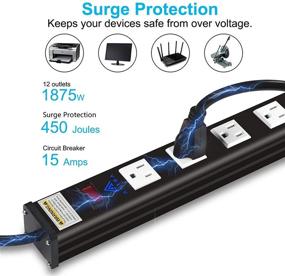 img 1 attached to 💡 AXTRA 12-Розеточная защита от перенапряжения Surge Protector Power Strip, 9 футов. Шнур, 450 Джоулей, 15-амперный выключатель для дома, офиса, школы, гаража, мастерской, коммерческой и промышленной среды [список ETL]