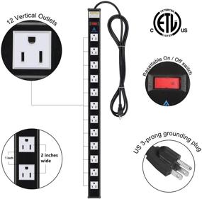 img 3 attached to 💡 AXTRA 12-Розеточная защита от перенапряжения Surge Protector Power Strip, 9 футов. Шнур, 450 Джоулей, 15-амперный выключатель для дома, офиса, школы, гаража, мастерской, коммерческой и промышленной среды [список ETL]