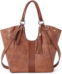 img 3 attached to 👜 CLUCI Большие саквояжи: дизайнерская кожаная сумка с бахромой - элегантная плечевая сумка для женщин