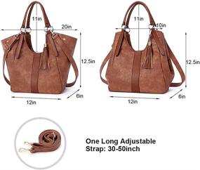 img 2 attached to 👜 CLUCI Большие саквояжи: дизайнерская кожаная сумка с бахромой - элегантная плечевая сумка для женщин
