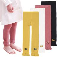 👧 auranso ribbed toddler girl leggings - footless pants tights for girls 1-9 years logo