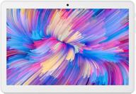 📱 10 inch android tablet with quad core, dual cameras, sd card slot, 16gb storage, dual band wifi - silver logo