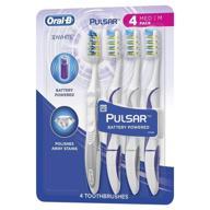 enhance your dental care routine with oral-b pulsar vibrating bristles toothbrush, medium, 4 pack! logo