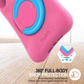 img 2 attached to 📱 PEPKOO Kids Case for iPad Mini 1 2 3 – Lightweight Flex Shockproof, Folding Handle Stand, Full Body Rugged Boys Girls Cover for Apple iPad Mini 1st 2nd 3rd Gen 7.9 inch, Pink Blue