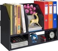 📚 black office desk organizer jotsport wood desktop bookshelf 19.7" - display shelf, book storage rack, magazine file holder, countertop bookcase for kids and office supplies logo