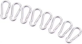 img 1 attached to 🔗 XCHTX 1.5" Stainless Steel Key Chain Clip Carabiner - Heavy Duty Spring Snap Hooks for Hanging Items, Dog Leash, Traveling, Hiking - Outdoor/Indoor Rope Connected