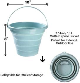 img 2 attached to 🪣 Blue Collapsible Foldable Bucket – Adjustable Portable Space Saving Water Container for Indoor, Outdoor, Home, Garden, Beach, Camping, Picnic, Fishing, Traveling, Hiking – 2 Pack (5 & 10 Liter)