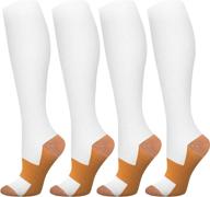 copper compression socks for men & women - 4 pairs copper fit compression socks - ideal for running, nurses, pregnancy, flight, traveling - b, 4 pairs white copper compression socks, xxl logo