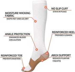 img 3 attached to Copper Compression Socks for Men & Women - 4 Pairs Copper Fit Compression Socks - Ideal for Running, Nurses, Pregnancy, Flight, Traveling - B, 4 Pairs White Copper Compression Socks, XXL