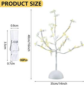 img 3 attached to Desktop LED Tree Light: A Versatile Christmas Tabletop Branches Light and Card Holder with Warm Light, Display Clips Included for Photos, Cards, and Note Pads - Perfect Desk Lamp Decoration