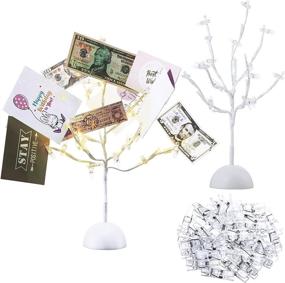 img 4 attached to Desktop LED Tree Light: A Versatile Christmas Tabletop Branches Light and Card Holder with Warm Light, Display Clips Included for Photos, Cards, and Note Pads - Perfect Desk Lamp Decoration