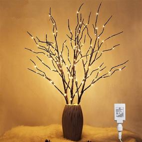 img 4 attached to 🌟 32 Inch 3 Pack LED Lighted Brown Willow Branches: Twinkle Star Artificial Branches Plug in for Indoor Outdoor Christmas Wedding Party Home Decoration (Vase Excluded)