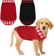 🐕 petgot pack of 2 turtleneck knitted dog sweater: soft & warm winter clothes | classic cable knit plaid patchwork sweater for small, medium & large dogs логотип