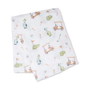 img 4 attached to 👶 Lulujo Baby Cotton Muslin Swaddle Blanket, 47 x 47-Inch, Golf: Soft & Breathable Wrap for Newborns