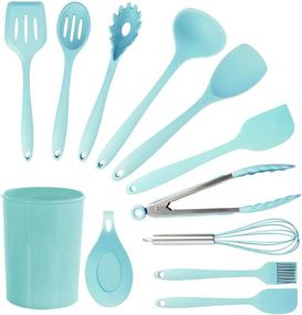 img 4 attached to MegaChef 12-Piece Light Teal Cookware Utensil Set for Ultimate Kitchen Experience