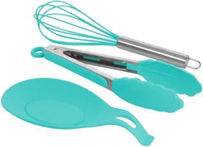 img 1 attached to MegaChef 12-Piece Light Teal Cookware Utensil Set for Ultimate Kitchen Experience
