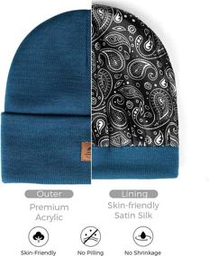 img 3 attached to 🎩 Hatiis Beanie Hat: Satin-Lined Unisex Winter Knit Cap for Women and Men