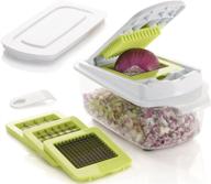 🔪 brieftons quickpush food chopper: enhanced capacity & durability, versatile vegetable fruit dicer with 3 blades & keep-fresh lid logo