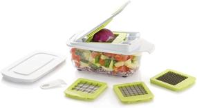 img 2 attached to 🔪 Brieftons QuickPush Food Chopper: Enhanced Capacity & Durability, Versatile Vegetable Fruit Dicer with 3 Blades & Keep-Fresh Lid