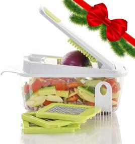 img 3 attached to 🔪 Brieftons QuickPush Food Chopper: Enhanced Capacity & Durability, Versatile Vegetable Fruit Dicer with 3 Blades & Keep-Fresh Lid