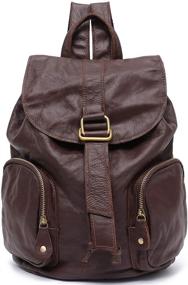 img 4 attached to STEPHIECATH Leather Vintage Drawstring Backpack