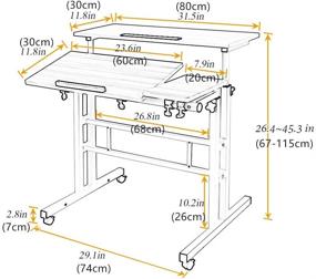 img 3 attached to DlandHome Складной стол для сидения и стояния: Подвижная регулируемая по высоте рабочая станция для офиса, черный, 101-2-BK