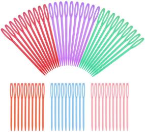img 4 attached to 🧵 Colorful Large Eye Plastic Sewing Needles: Ideal for Kid Weave Education - Set of 30pcs