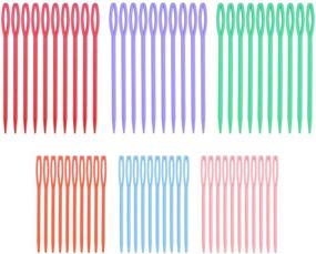 img 3 attached to 🧵 Colorful Large Eye Plastic Sewing Needles: Ideal for Kid Weave Education - Set of 30pcs