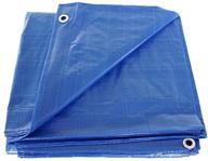 🔵 large blue tarp cover - waterproof outdoor tarp for pools, boats, cars, and trucks - heavy-duty poly tarp with grommets - 5mil thick - secured tie-down - 20'x20' logo