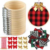 🎄 caydo 12-piece christmas ornament kit: embroidery hoops, plaid fabric, bows, and cotton string for festive decorations logo