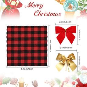 img 2 attached to 🎄 Caydo 12-Piece Christmas Ornament Kit: Embroidery Hoops, Plaid Fabric, Bows, and Cotton String for Festive Decorations
