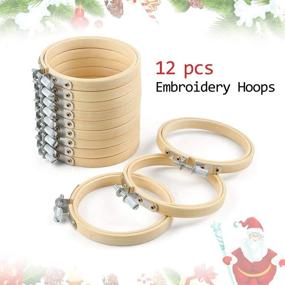 img 1 attached to 🎄 Caydo 12-Piece Christmas Ornament Kit: Embroidery Hoops, Plaid Fabric, Bows, and Cotton String for Festive Decorations