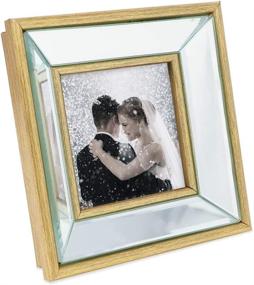 img 1 attached to 🖼️ Add Elegance with Laura Ashley 4x4 Gold Beveled Mirror Picture Frame: Perfect for Wall or Tabletop Display, Photo Gallery, and Wall Art!