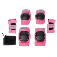 flybar knee and elbow pads, wrist guards protective safety gear set - multi sport protection for skateboarding, bmx, pogoing, inline skating, scooter - available in pink, small sizes for kids, teens, and adults logo