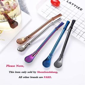 img 3 attached to 🥤 Stainless Steel Yerba Mate Bombilla Straw with Loose Leaf Tea Infuser, Drinking Spoons, Filter, and Stirring Straws - Pack of 5, includes 2 Cleaning Brushes