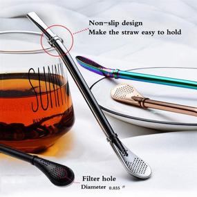 img 2 attached to 🥤 Stainless Steel Yerba Mate Bombilla Straw with Loose Leaf Tea Infuser, Drinking Spoons, Filter, and Stirring Straws - Pack of 5, includes 2 Cleaning Brushes