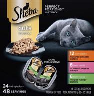 sheba perfect portions gravy variety pack wet cat food, 2.64 oz., count of 24 - roasted chicken, gourmet salmon, tender turkey: premium quality feline cuisine logo