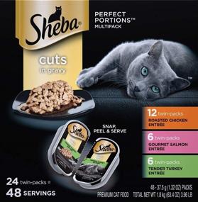 img 1 attached to Sheba Perfect Portions Gravy Variety Pack Wet Cat Food, 2.64 oz., Count of 24 - Roasted Chicken, Gourmet Salmon, Tender Turkey: Premium Quality Feline Cuisine