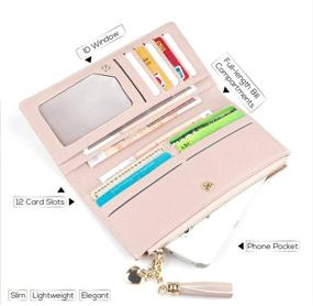img 3 attached to 👛 Black Leather Wallets for Women: Cell Phone Case Holster Bag with Slim Credit Card Holder, Large Capacity Zip Clutch Handbag - Cute and Minimalist Coin Purse for Girls and Ladies