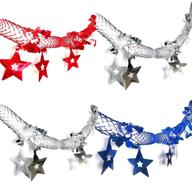 sparkling 39ft patriotic hanging decorations garland: shiny aluminum foil metallic banner with stars – perfect for 4th of july independence day, usa national day, wall hanging fringe banner for wedding holiday parties logo